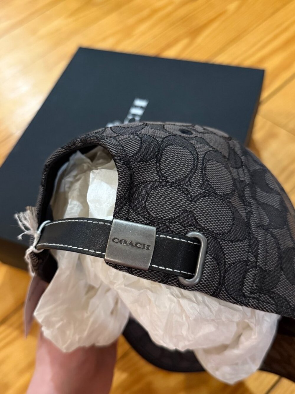 Coach Signature Jacquard Baseball Hat Charcoal - Unisex - Picture 6 of 12